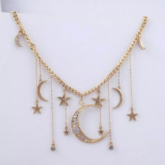 “Dreaming of Us” Diamond Gold Moon Star Necklace - Picture 11 of 12